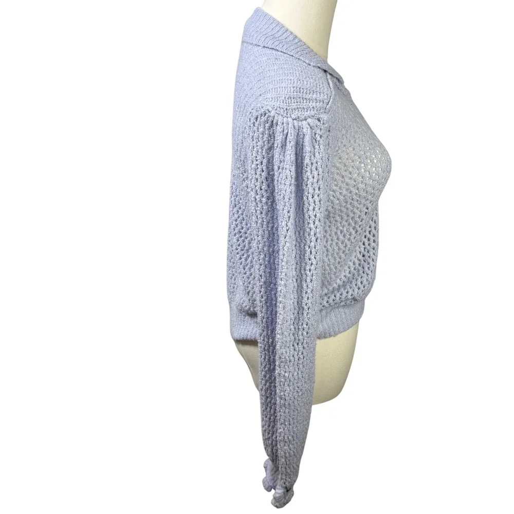 NWT Free People We The Free Crochet Sweater‎ Henley Long Sleeve Boho Coastal S